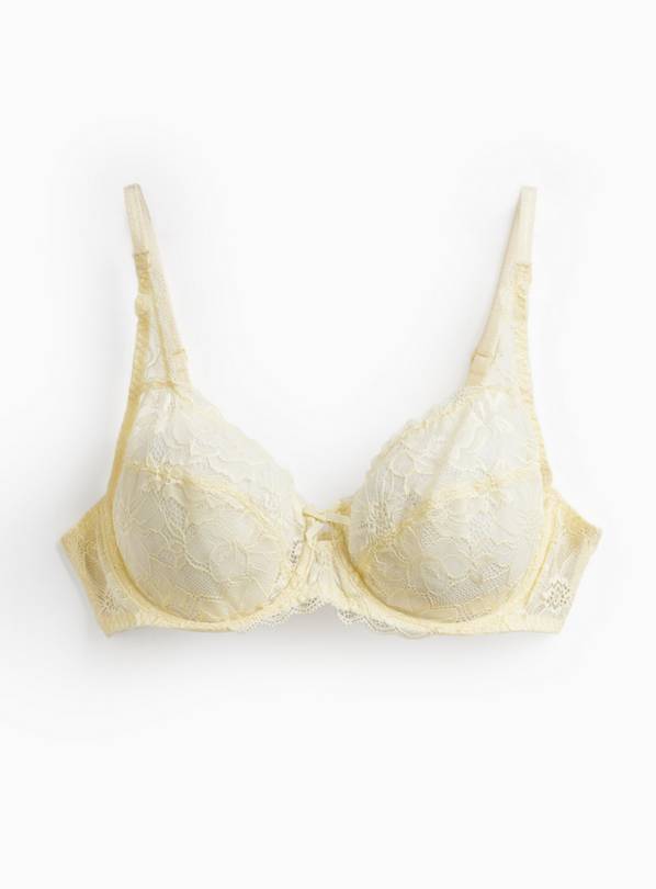 Yellow Fleur Lace Full Cup Bra 34DD